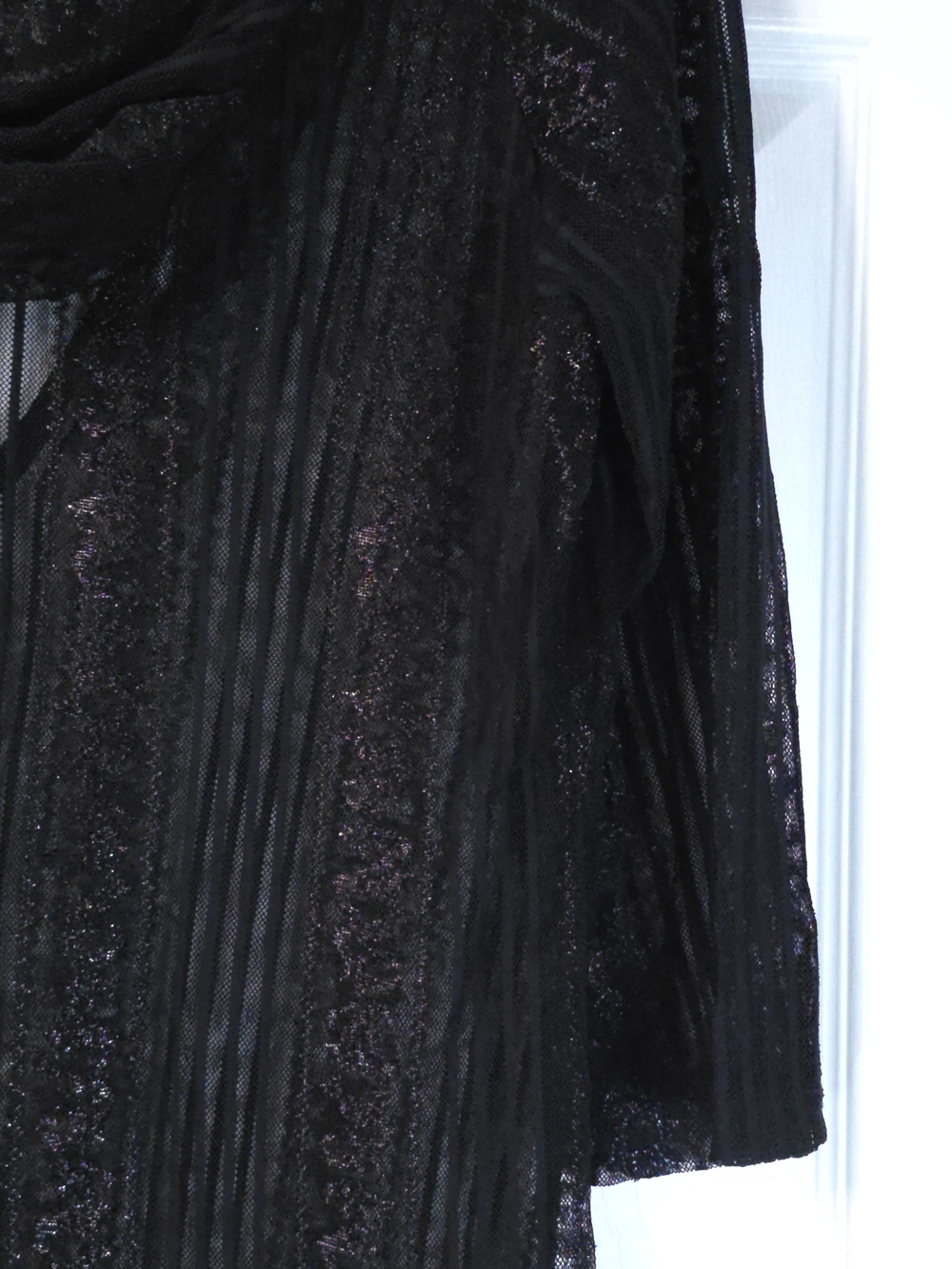 Vintage Taylor Jones Hooded Tunic Mesh Sequins & Lace Black Size M USA Made - Picture 9 of 10
